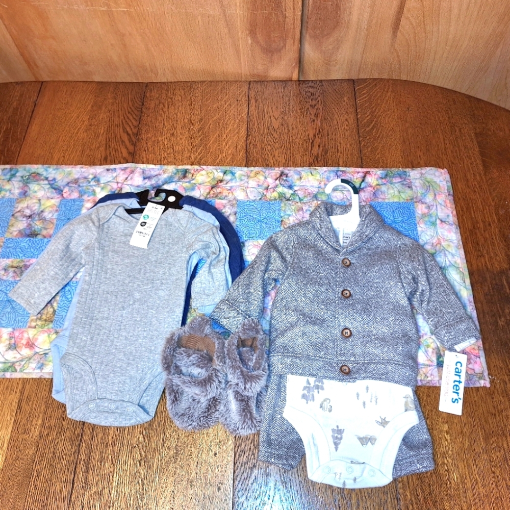Carters 3 Piece Sets (booties not new) Baby Boys 3 months,Style#1P899410, NWT
